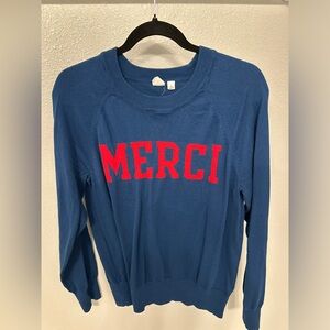 Gap Navy Merci Crewneck Sweater - Size M